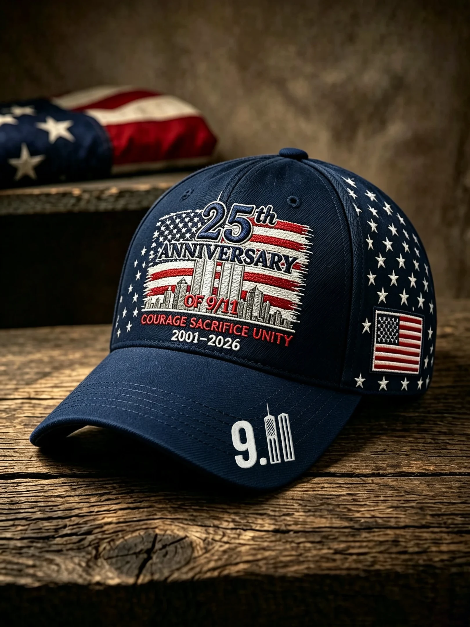 Retro 9 11 Never Forget Commemorative Stars Hat 9 11 25th Anniversary Cap