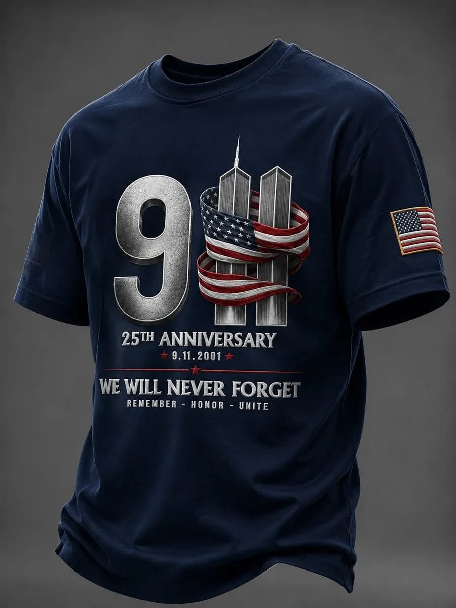We Will Never Forget 9 11 Twin Towers T-Shirt 25Th Anniversary Clothing Patriotic Veterans Gift