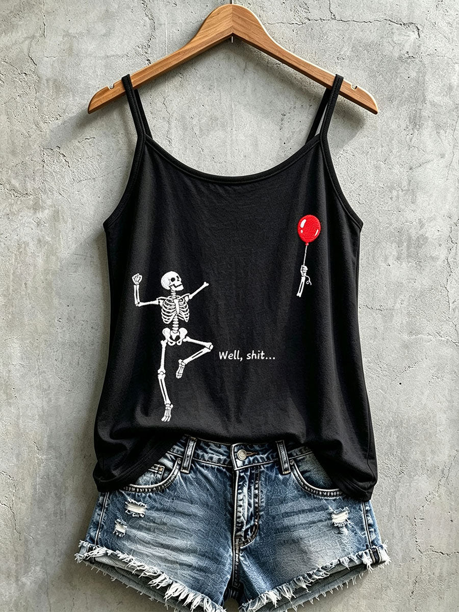 Well Shit Tank Top Skeleton Balloon Merch Halloween Clothes For Her