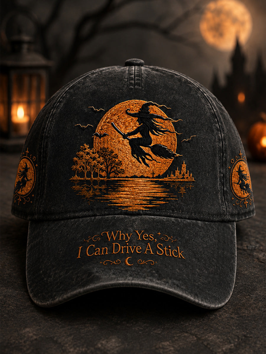 Why Yes I Can Drive A Stick Hat Halloween Witch Merch Funny Halloween Gifts
