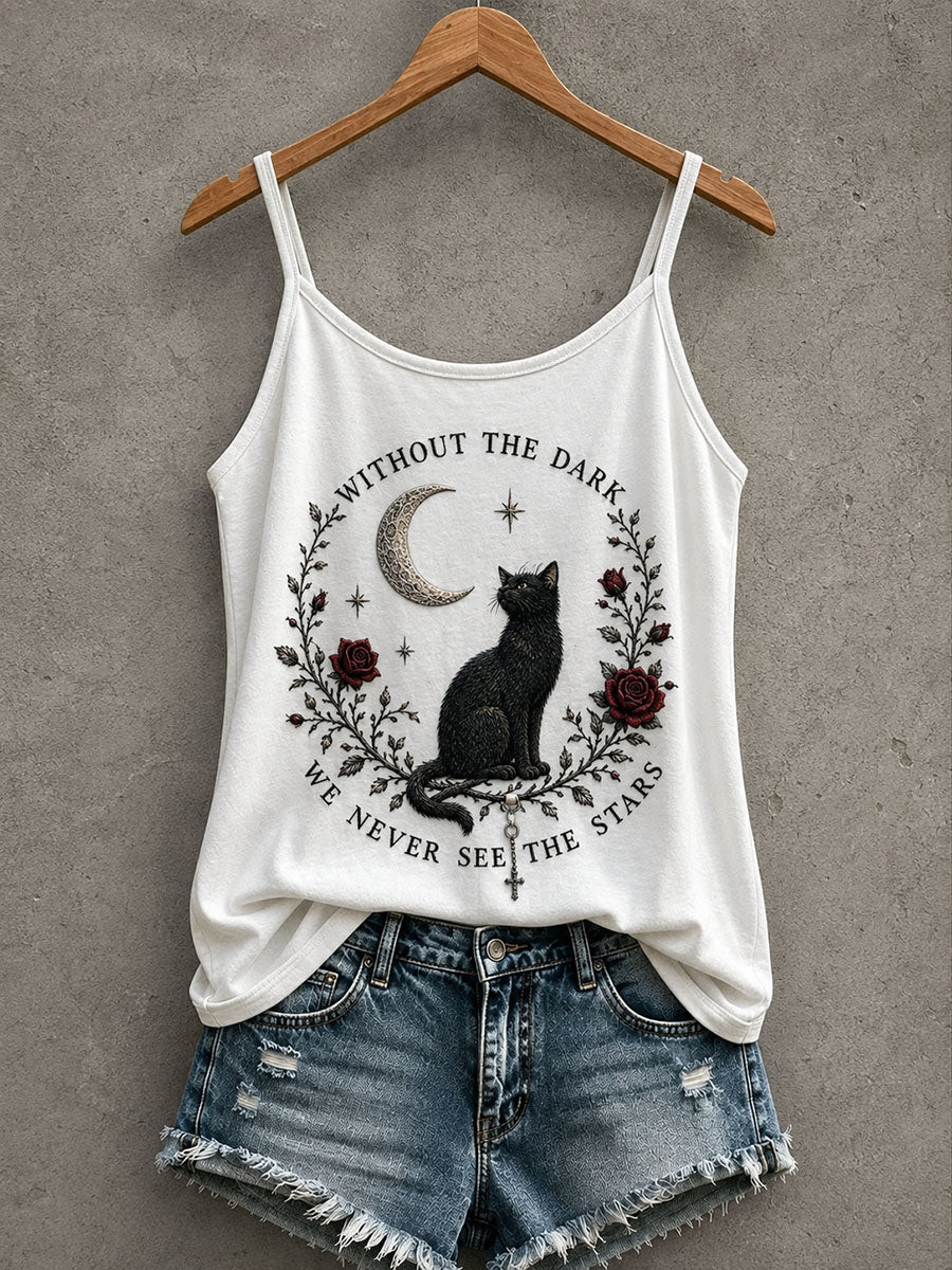 Without The Dark We Never See The Stars Tank Top Gothic Cat Clothing New Season Outfit