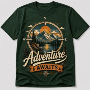 Adventure Awaits Mountain Compass Outdoor Explorer T-Shirt