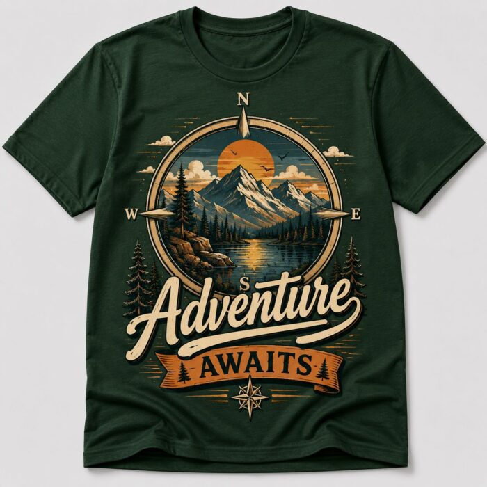 Adventure Awaits Mountain Compass Outdoor Explorer T-Shirt Adventure Awaits Mountain Compass Outdoor Explorer T-Shirt