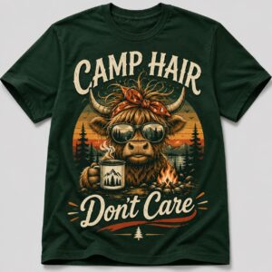 Camp Hair Don't Care Funny Camping Graphic T-Shirt