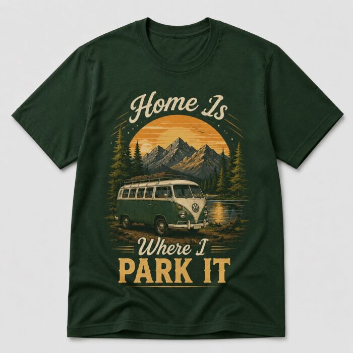 Home Is Where I Park It Retro Camper Van Camping T-Shirt Home Is Where I Park It Retro Camper Van Camping T-Shirt