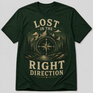 Lost In The Right Direction Compass Mountain T-Shirt