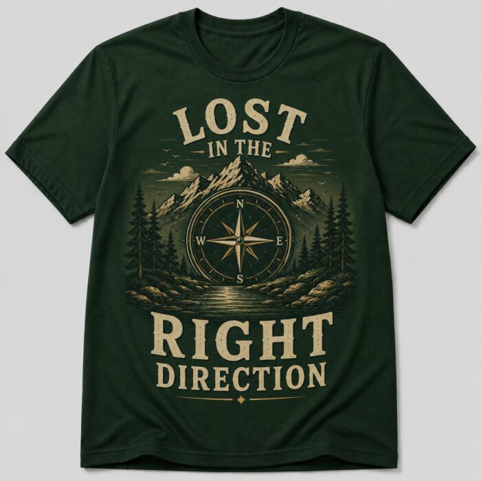 Lost In The Right Direction Compass Mountain T-Shirt Lost In The Right Direction Compass Mountain T-Shirt