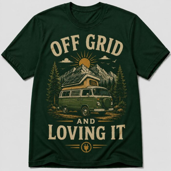 Off Grid And Loving It Solar Camper Van T-Shirt