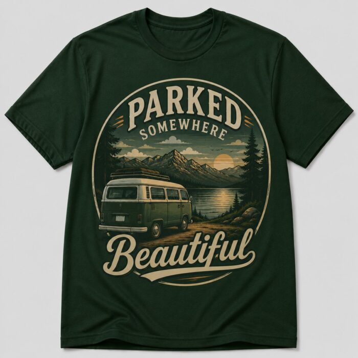 Parked Somewhere Beautiful Van Life Lake View T-Shirt Parked Somewhere Beautiful Van Life Lake View T-Shirt