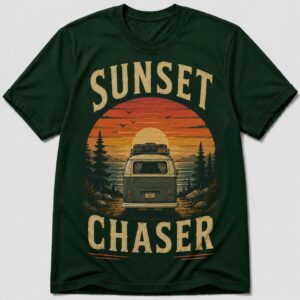 Sunset Chaser Camper Van Road Trip T-Shirt