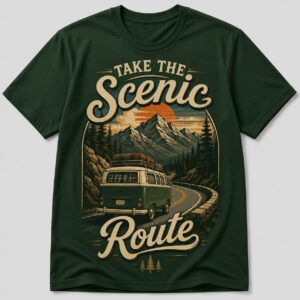 Take The Scenic Route Van Life Mountain Road T-Shirt