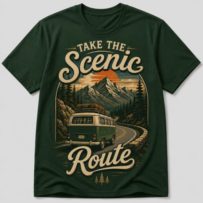 Take The Scenic Route Van Life Mountain Road T-Shirt Take The Scenic Route Van Life Mountain Road T-Shirt