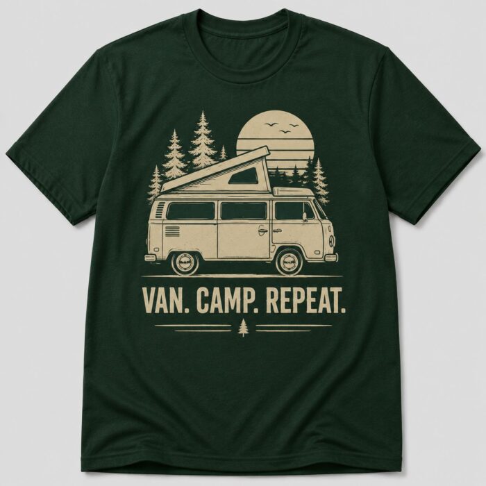 Van Camp Repeat Minimalist Camper Van T-Shirt