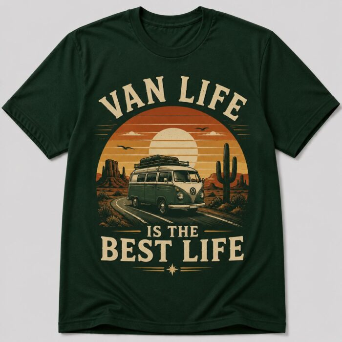 Van Life Is The Best Life Retro Camper Sunset T-Shirt