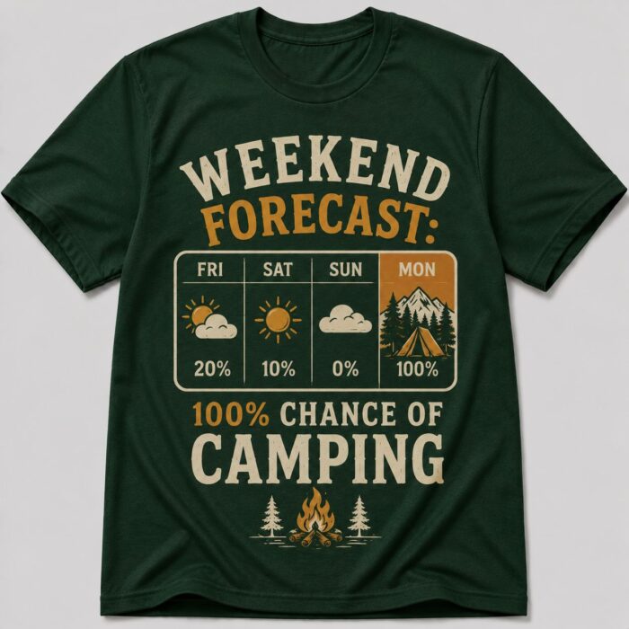 Weekend Forecast 100 Percent Chance Of Camping T-Shirt