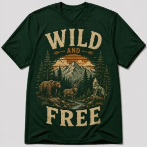 Wild And Free Forest Animals Mountain Adventure T-Shirt
