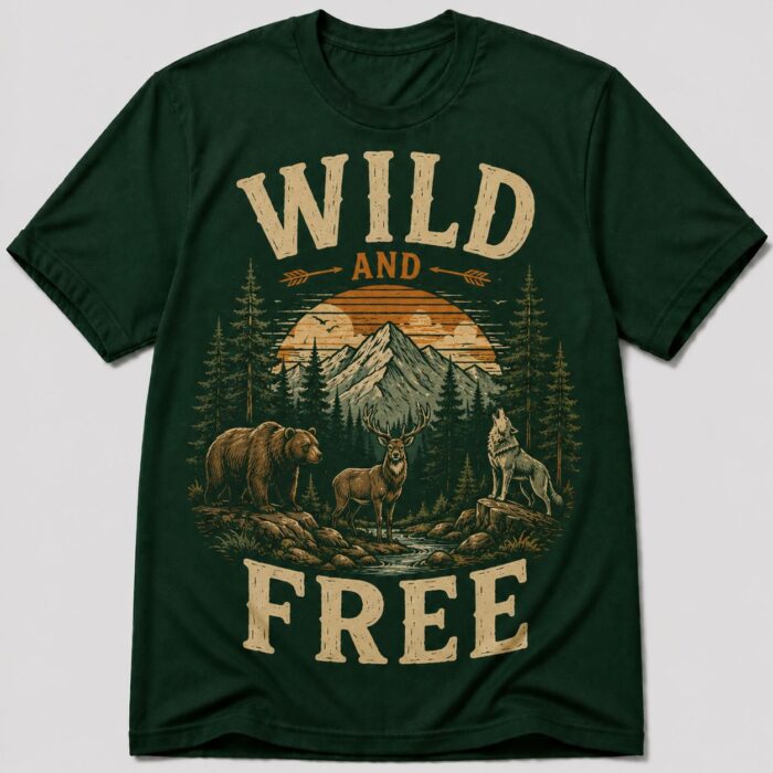 Wild And Free Forest Animals Mountain Adventure T-Shirt Wild And Free Forest Animals Mountain Adventure T-Shirt